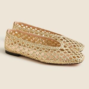 J. Crew Metallic Gold Woven Ballet Flats